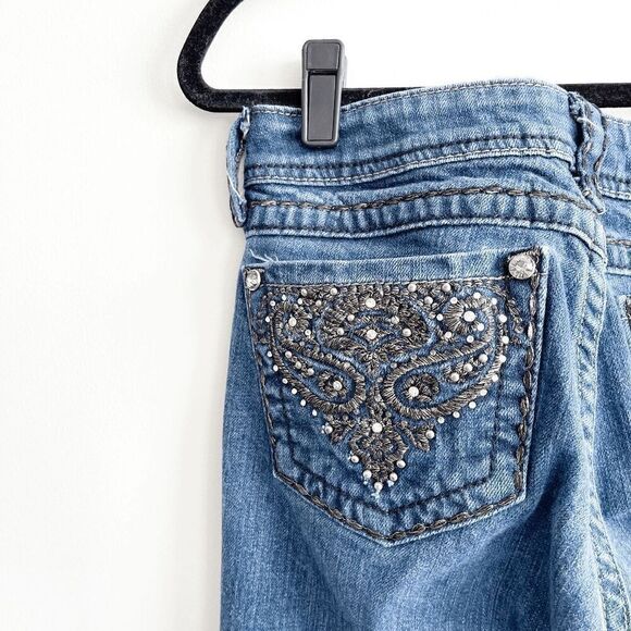 Miss Me Womens Rhinestone Embroidery JPW5123SK Skinny Jeans Size 28 - Picture 5 of 12